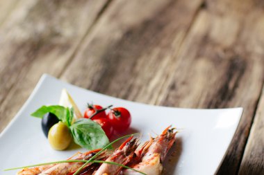 Deniz ürünleri Lenten gıdalardan. Izgara kaplan piyon