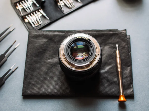 Foto camera lens reparatie en onderhoud set — Stockfoto