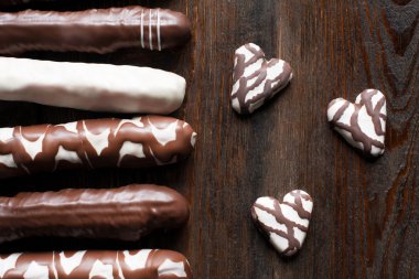 Farklı çikolata kurabiye, dizi yakın çekim