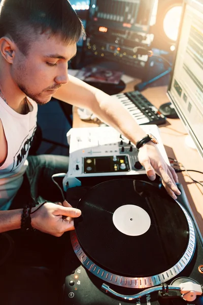 DJ making music in the recording studio Stock Photo