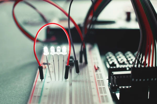 Closeup on electronic board. Hardware repair shop