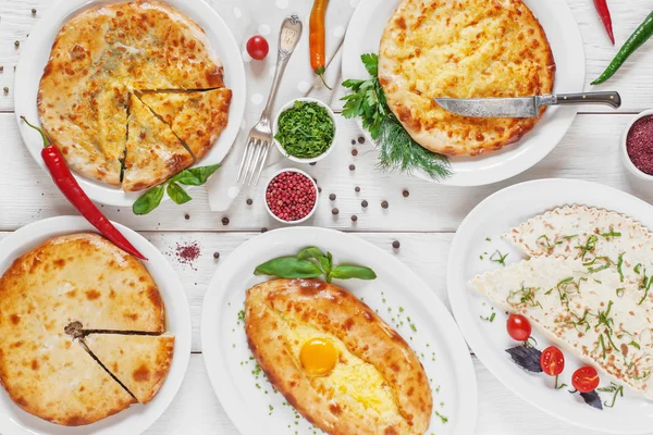 Assortment of georgian traditional food, flat lay — Stock Photo, Image