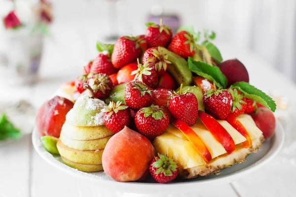 Composition of fresh fruits on white table — Stock Photo, Image