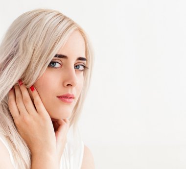 Young beautiful scandinavian girl, copy space