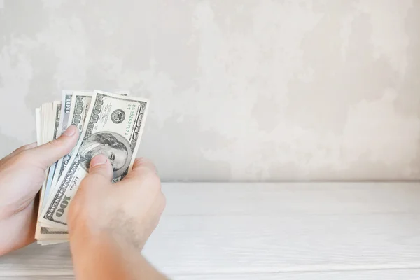 Hands counting american money, free space — Stock Photo, Image