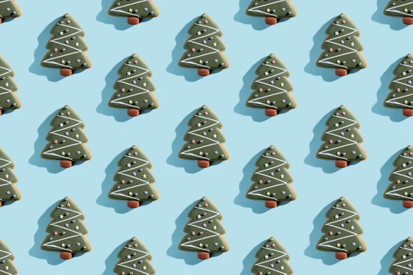 Weihnachtsbaum Muster festlich Plätzchen Bäckerei Lebensmittel — Stockfoto
