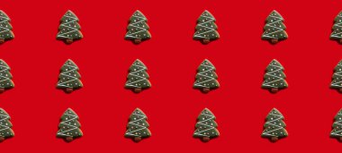 Noel ağacı desenli kırmızı dikişsiz arkaplan