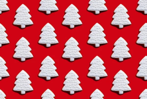 white xmas tree pattern red seamless background