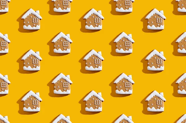 Inverno casa modello giallo senza cuciture sfondo — Foto Stock