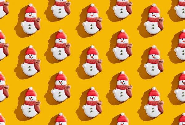 Orange Weihnachten Hintergrund Schneemann nahtlose Muster — Stockfoto