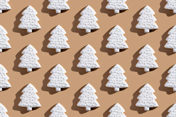 クリスマスツリーパターンお祝いパン屋さんの装飾 — ストック写真