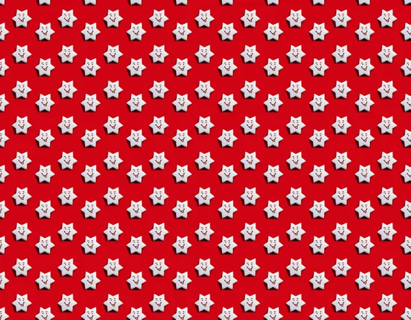 Vermelho sem costura fundo feliz estrela padrão branco — Fotografia de Stock