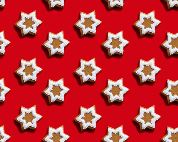 Gwiazda wzór czerwony bezszwowy tło brązowy biały — Zdjęcie stockowe