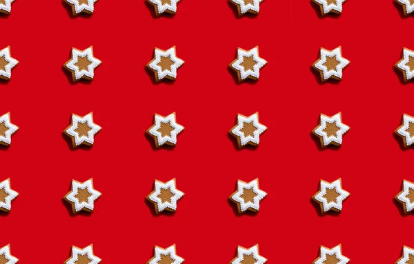 Fundo decorativo vermelho padrão estrela sem costura — Fotografia de Stock