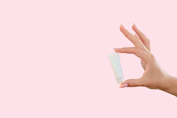Produkty kosmetyczne skóry leczenie makieta tubka ręka — Zdjęcie stockowe