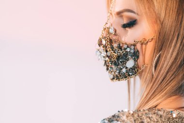 covid-19 aksesuar el yapımı mücevher kadın maskesi