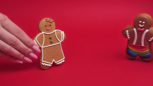 Εθνική ανοχή Igbt υπερηφάνεια gingerbread άνθρωπος γκέι — Αρχείο Βίντεο