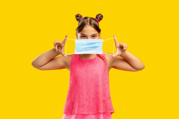 covid-19 hygiene safety measures girl wear mask