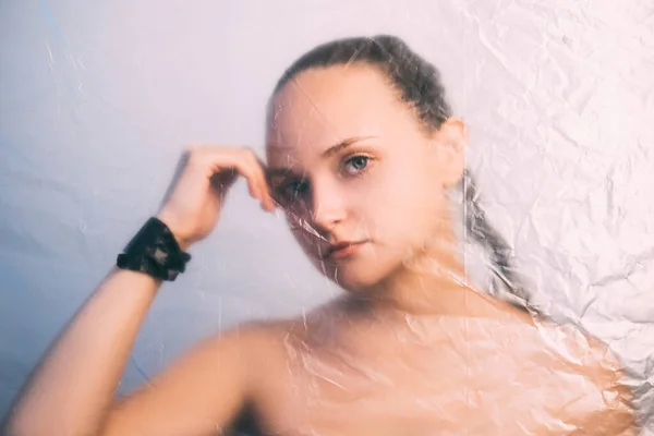 Hautpflege defokussierte Frau Porträt Gesicht — Stockfoto