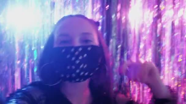 Вечірка селфі відео ковід-19 стильний вигляд Різдво — стокове відео