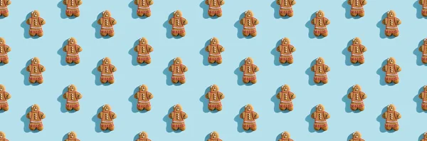 Cute bakery pattern happy gingerbread man — Stock Photo, Image