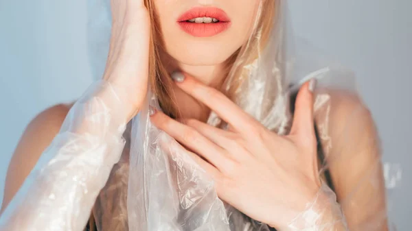 Labbro aumento chirurgia plastica bellezza viso donna — Foto Stock