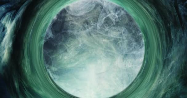 Färgglada dimma virvel dimensionell portal rund ram — Stockvideo