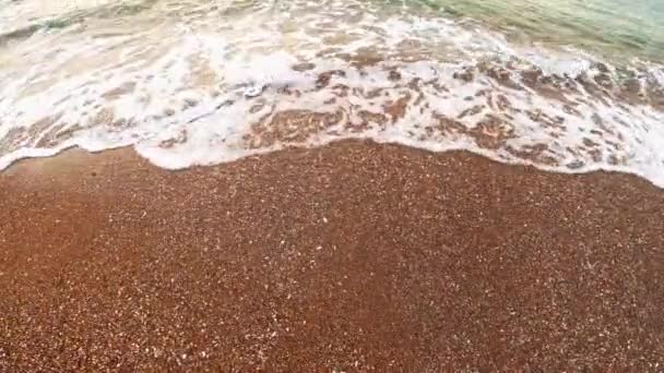 Strand Brandung Küste Hintergrund Meer Welle Schaum Sand — Stockvideo