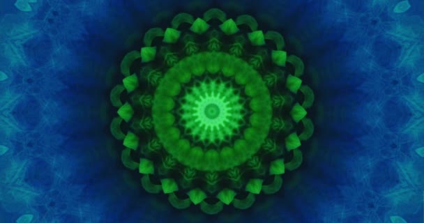 Fraktál animáció fantasy kaleidoszkóp zöld kék — Stock videók