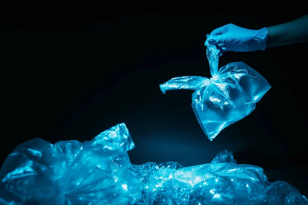 Avfallsminskning plast föroreningar volontär hand — Stockfoto
