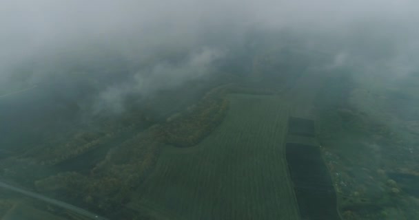 Vista aérea paisaje smog campo ecología — Vídeos de Stock