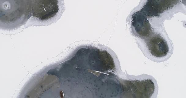 Drone paisagem vista inverno chegando neve natureza — Vídeo de Stock