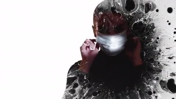 Double exposition silhouette toxique pollution femme — Video