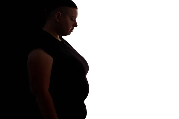 肥胖问题脂肪抽吸羞愧的女人 — 图库照片