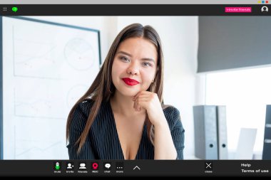 Video çağrısı çevrimiçi konferans kadın CEO ekranı