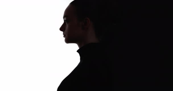 Wanita wajah siluet contouring wanita damai — Stok Video