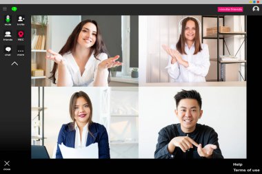 Web çağrı video konferans ekibi evden çalışıyor