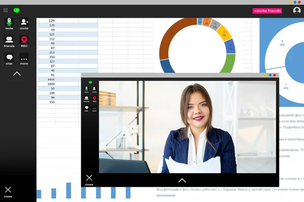 Video konference internetové setkání ženské vůdce — Stock fotografie