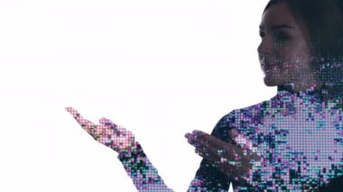 Çift pozlu siluet sıvı kristal kadın