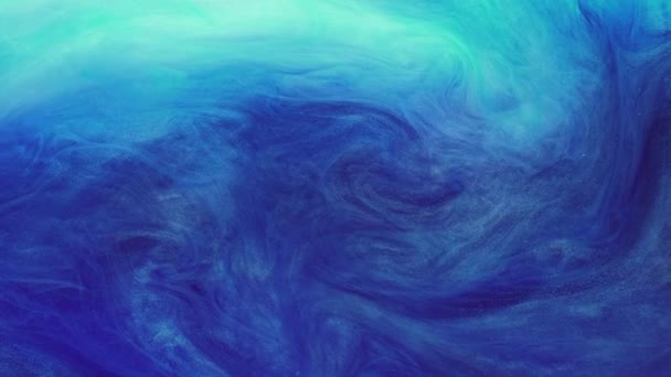 Brillo humo remolino pintura agua movimiento color azul — Vídeos de Stock