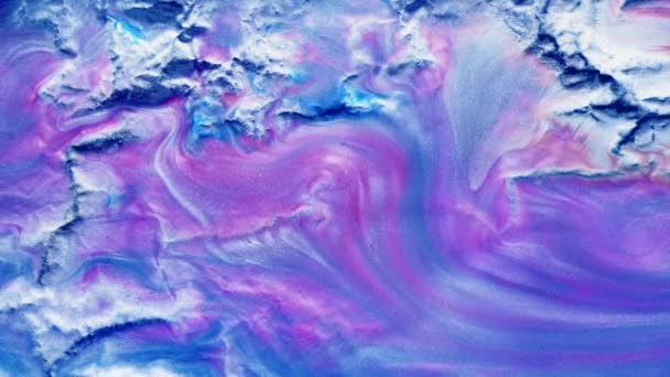 Iriserende vloeistof stroom inkt water beweging roze blauw — Stockvideo