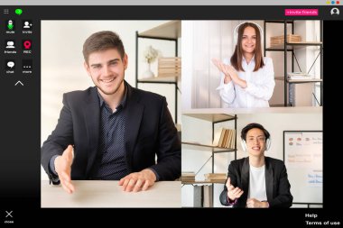 Web sohbet video toplantı iş adamı karşılama ekibi