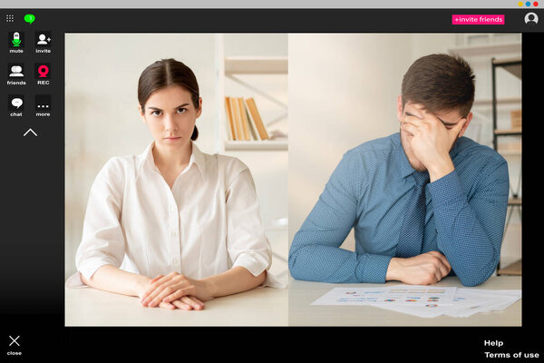 video conference online interview executive angry