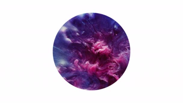 Pintura salpicadura colorido esfera azul púrpura vapor — Vídeos de Stock