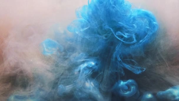 Tinta salpicadura humo nube movimiento azul pastel rosa — Vídeo de stock