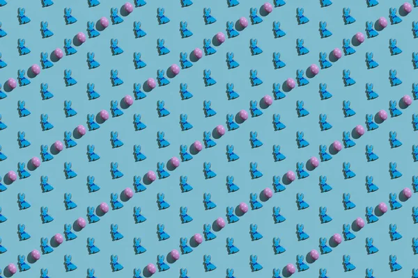 bunny pattern seamless background blue pink egg