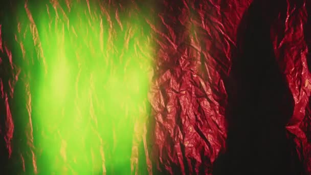 Wrinkled texture overlay lens flare effect green red — Stock Video