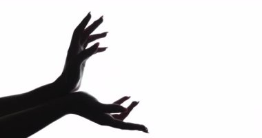 El silueti ticari arka plan açık avuç içleri