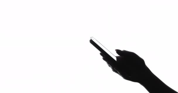 Mobiele app informatietechnologie silhouet hand — Stockvideo