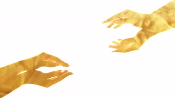 Çift katmanlı el silueti altın parıltılı sis — Stok video